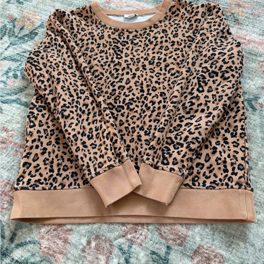 J. Crew Women's Brown Leopard Print Sweatshirt